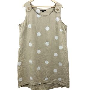 Charlie B Linen Polka Dot Overall Dress Size XL